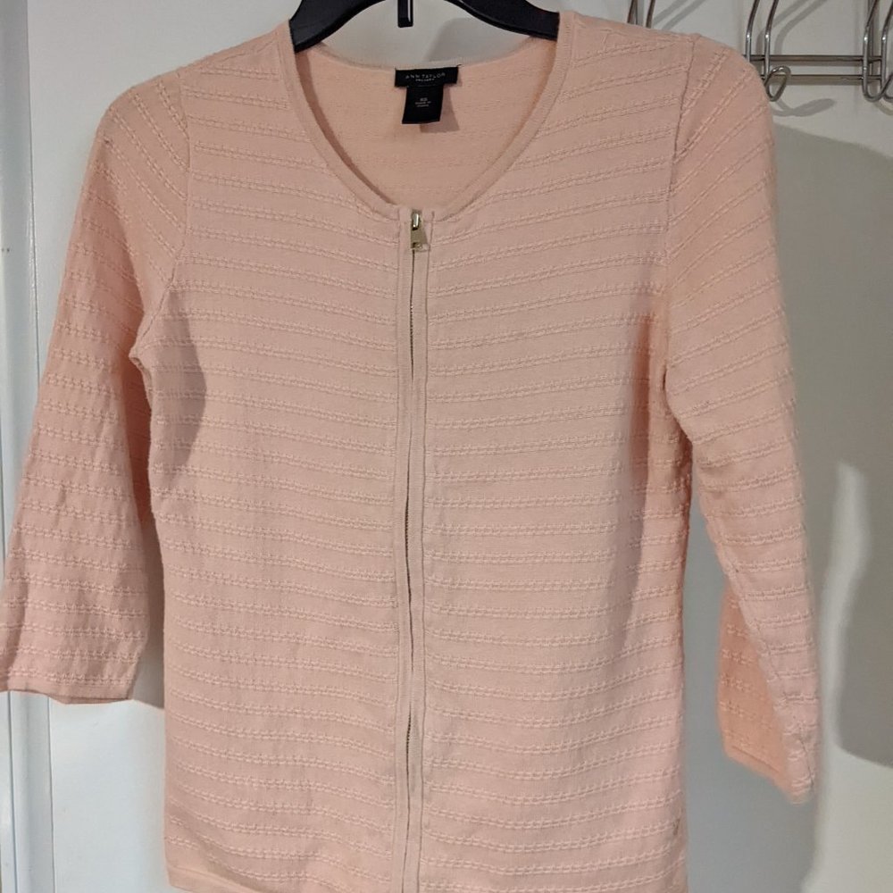 Pink Ann Taylor Factory Zip XS Cardigan